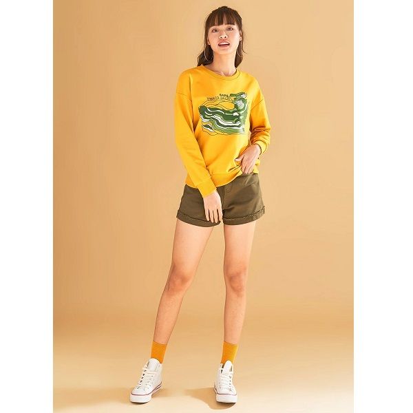 Áo Sweater Nữ In Ép Nhung Màu Vàng Couple TX 2002 (Store 5703)