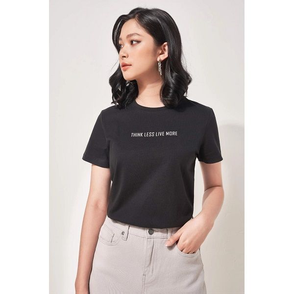 Áo Thun Nữ Regular Think Less Màu Đen Couple TX WTS 2004 (Store 5703)