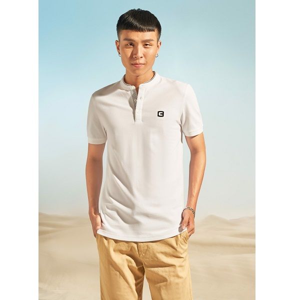 Áo Thun Nam Cổ Trụ Màu Trắng Couple TX MTS 3086 (Store 5703)