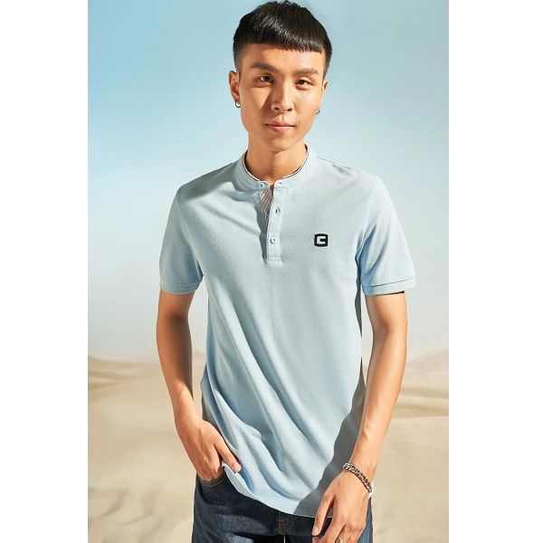 Áo Thun Nam Cổ Trụ Màu Xanh Couple TX MTS 3086 (Store 5703)
