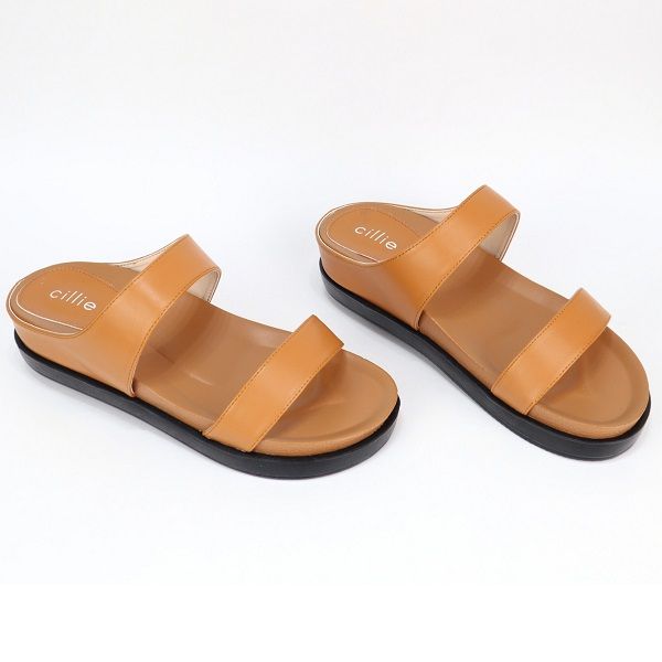 Dép Quai Ngang Đế Bánh Mì Cao 4cm Cillie Màu Bò 1206 (Store 5703)