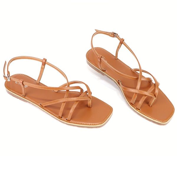 Giày Sandal Xỏ Ngón Đế Bệt Cillie Màu Bò 1061 (Store 5703)