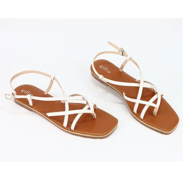 Giày Sandal Xỏ Ngón Đế Bệt Cillie Màu Trắng 1061 (Store 5703)