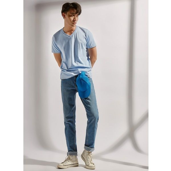 Áo Thun Basic Cổ Tim Nam Couple TX Màu Nâu Nhạt MTS 3080 (Store 5703)