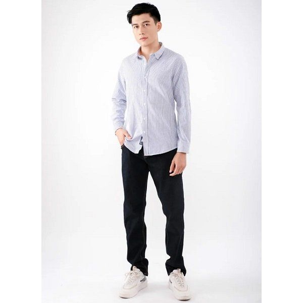 Áo Sơ Mi Nam Sọc Tay Dài Couple TX Màu Xanh 3010 (Store 5703)