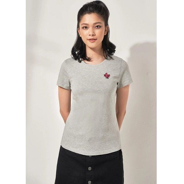 Áo Thun Nữ Regular Thêu San Hô Couple TX Màu Xám 4084 (Store 5703)