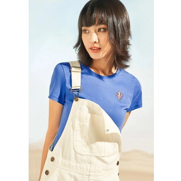Áo Thun Nữ Regular Thêu San Hô Couple TX Màu Xanh 4084 (Store 5703)