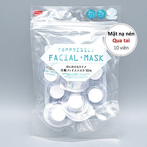 Daiso Mặt Nạ Nén Ôm Qua Tai Có Hộp Nhựa Riêng - 10 Viên