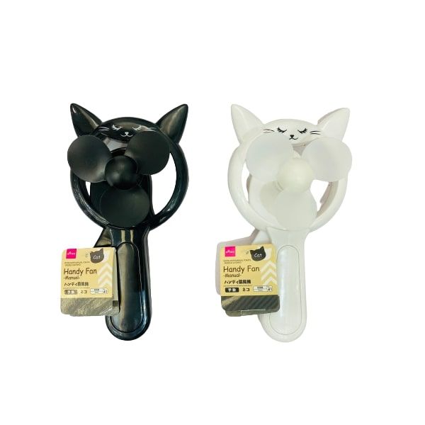 Daiso Quạt Cơ Cầm Tay Tai Mèo Trắng/Đen (Inbox Chọn Màu)