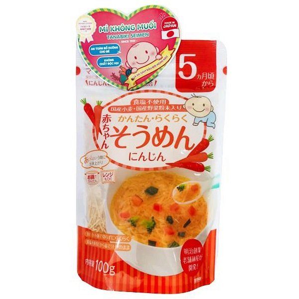 Mì Somen Cà Rốt Không Muối Tanabiki 100g 5M+