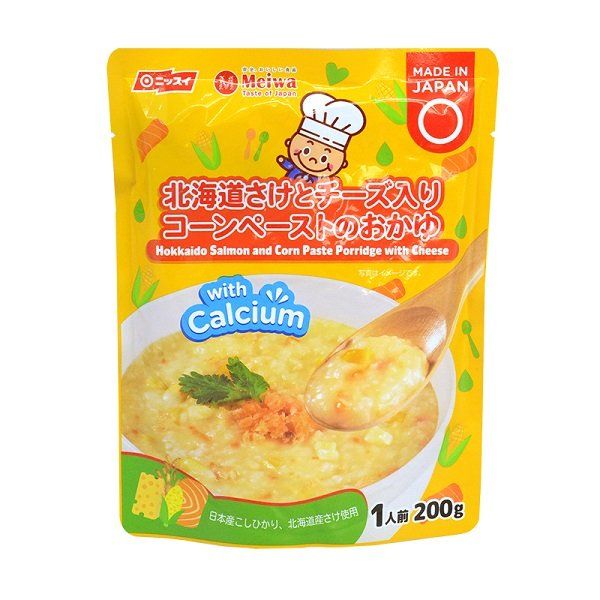 Cháo Tươi Meiwa Vị Cá Hồi Hokkaido, Bắp, Phô Mai 12M+ 200G