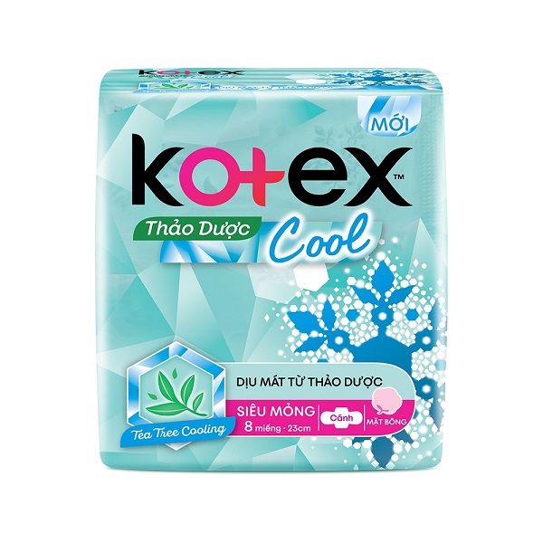 Lô 2 Băng Vệ Sinh Kotex Thảo Dược Cool Siêu Mỏng Cánh 23cm 8 Miếng