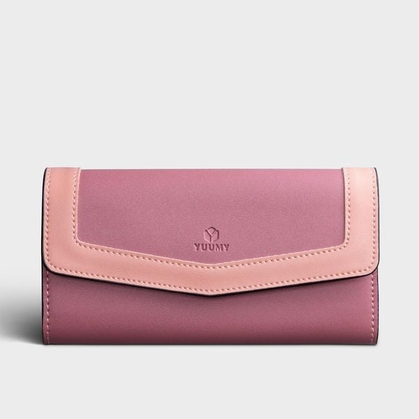 Ví Da Cầm Tay Thời Trang Màu Hồng Ruốc Yuumy YV32HR (Store 5703)