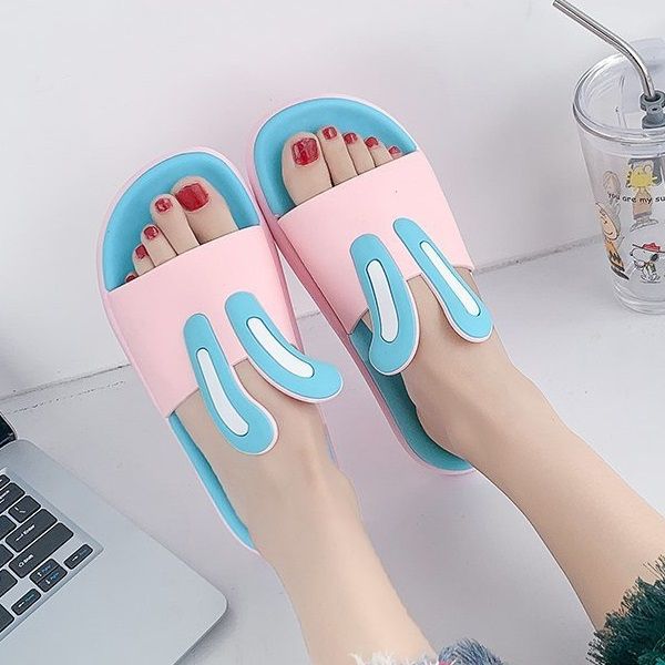 Dép Quai Ngang Tai Thỏ Màu Xanh Dương Cát Tường (Store 1001,1003)