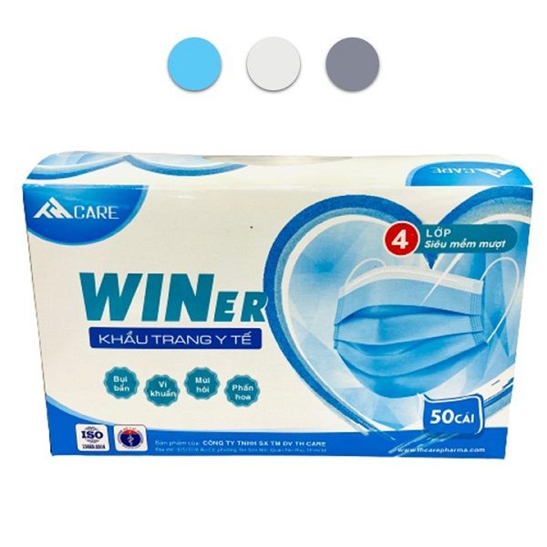 Daiso Khẩu Trang Y Tế Winner 4 Lớp Kháng Khuẩn Hộp 50 Cái