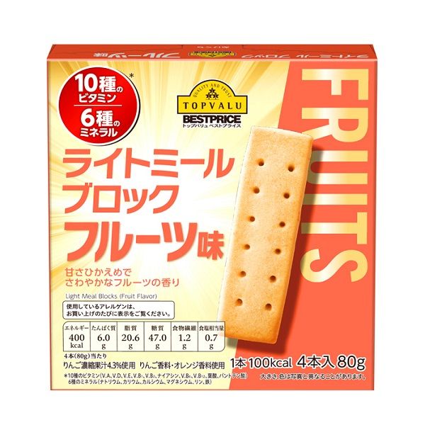 Thực Phẩm Bổ Sung Bánh Vị Trái Cây Topvalu Light Meal Block Fruit Flavor 80g