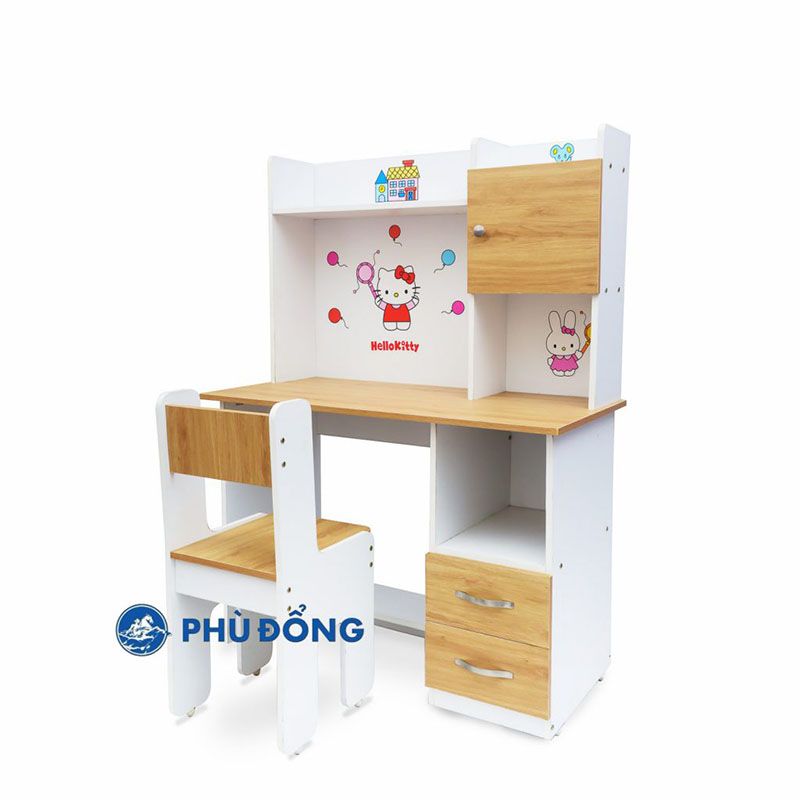 Bộ Bàn Học Sinh Phù Đổng 04-02 Kèm Hộc Có Nắp Vân Gỗ 100*48*137cm