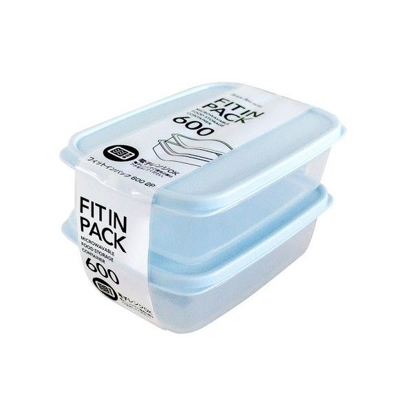 GF- Set 2 Hộp Nhựa Nắp Dẻo Xanh Mint 600ml