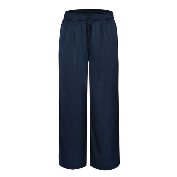 Quần Dài Nữ Lụa Satin Màu Xanh Navy iBasic HOMW026