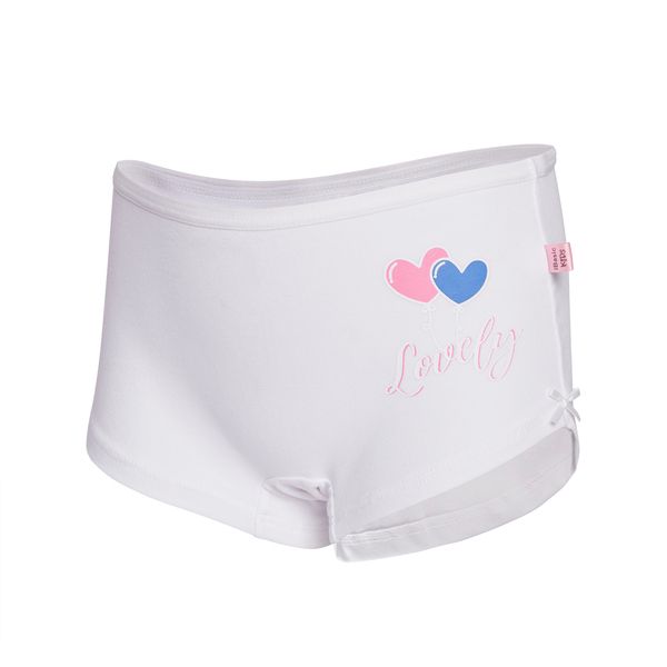 Quần Lót Bé Gái Cotton Lưng Cao Có Họa Tiết Màu Trắng Kem iBasic PANG018