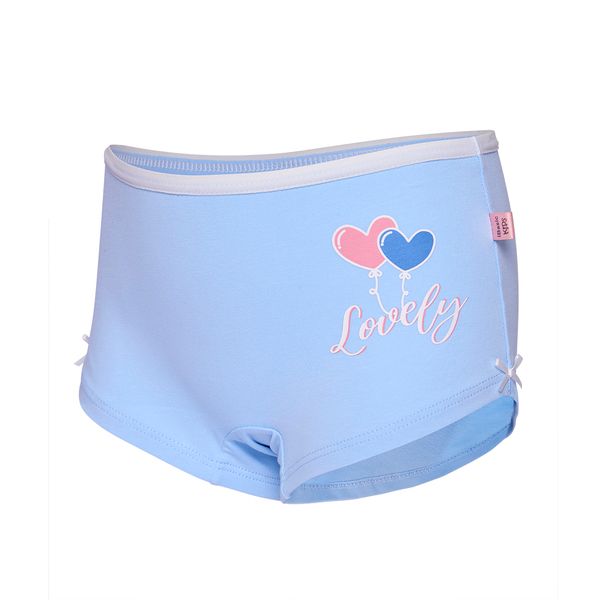 Quần Lót Bé Gái Cotton Lưng Cao Có Họa Tiết Màu Xanh Nhạt iBasic PANG018