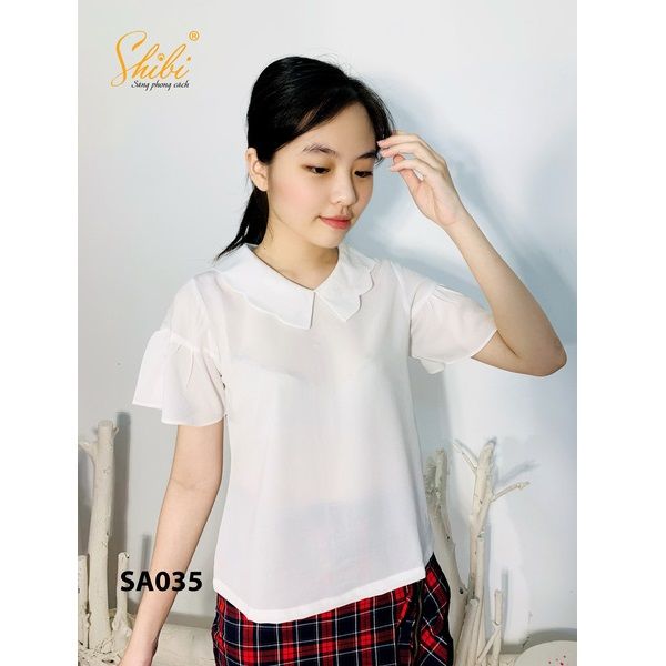 Áo Kiểu Tay Xòe Màu Trắng Shibi SA035AE