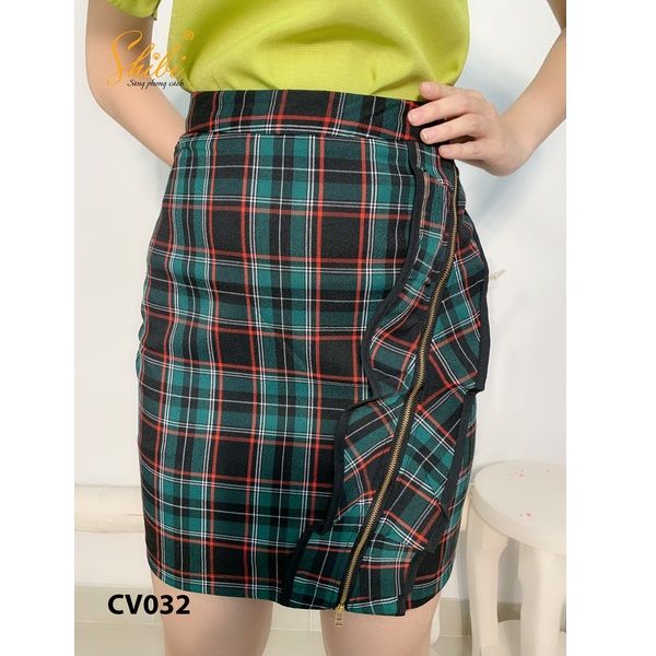Chân Váy Bèo Màu Caro Xám Đen Shibi CV032AE