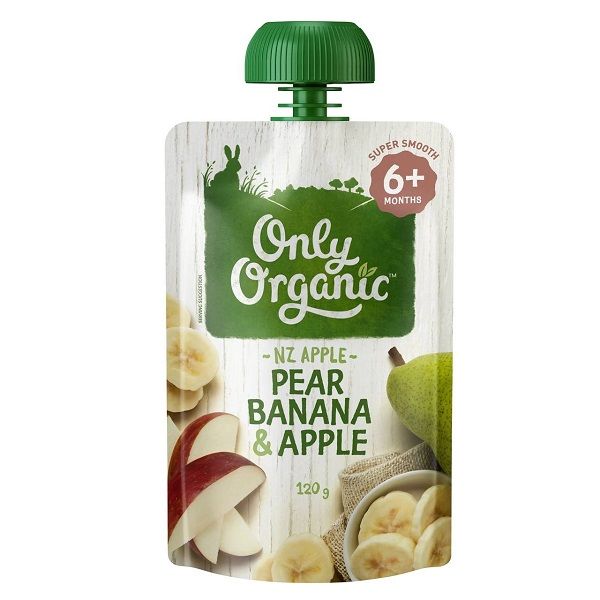 Thức Ăn Nghiền Only Organic Vị Lê Chuối Táo Cho Bé 6M+ Túi 120g