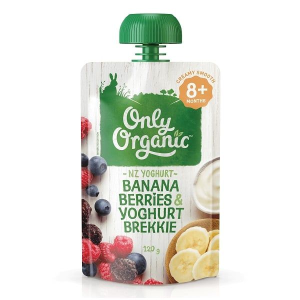 Thức Ăn Nghiền Only Organic Vị Chuối Quả Mọng Sữa Chua Cho Bé 8M+ Túi 120g