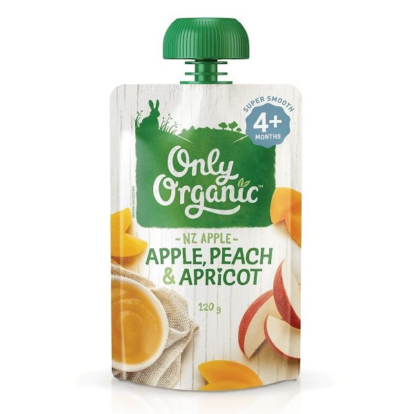 Thức Ăn Nghiền Only Organic Vị Táo Đào Mơ Cho Bé 4M+ Túi 120g
