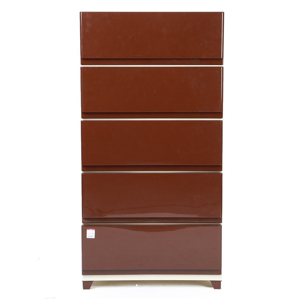 Tủ Nhựa 5 Ngăn Decony Wide Chest Ivory/Brown