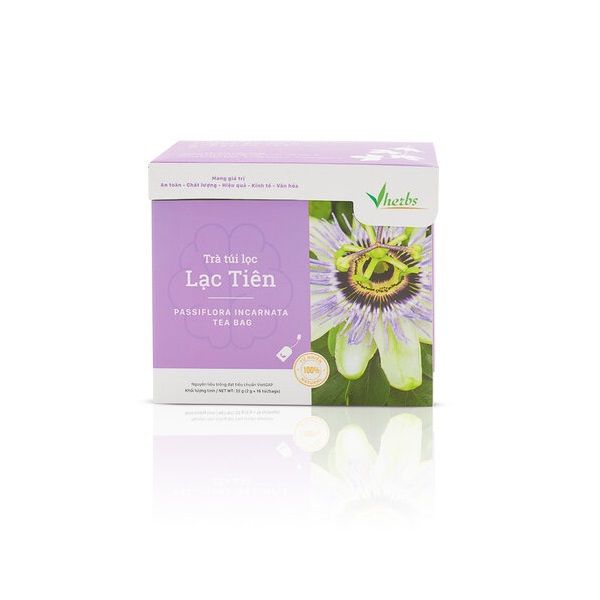 Trà Túi Lọc Trà Lạc Tiên Vherbs Hỗ Trợ An Thần, Ngủ Ngon Hộp 32g