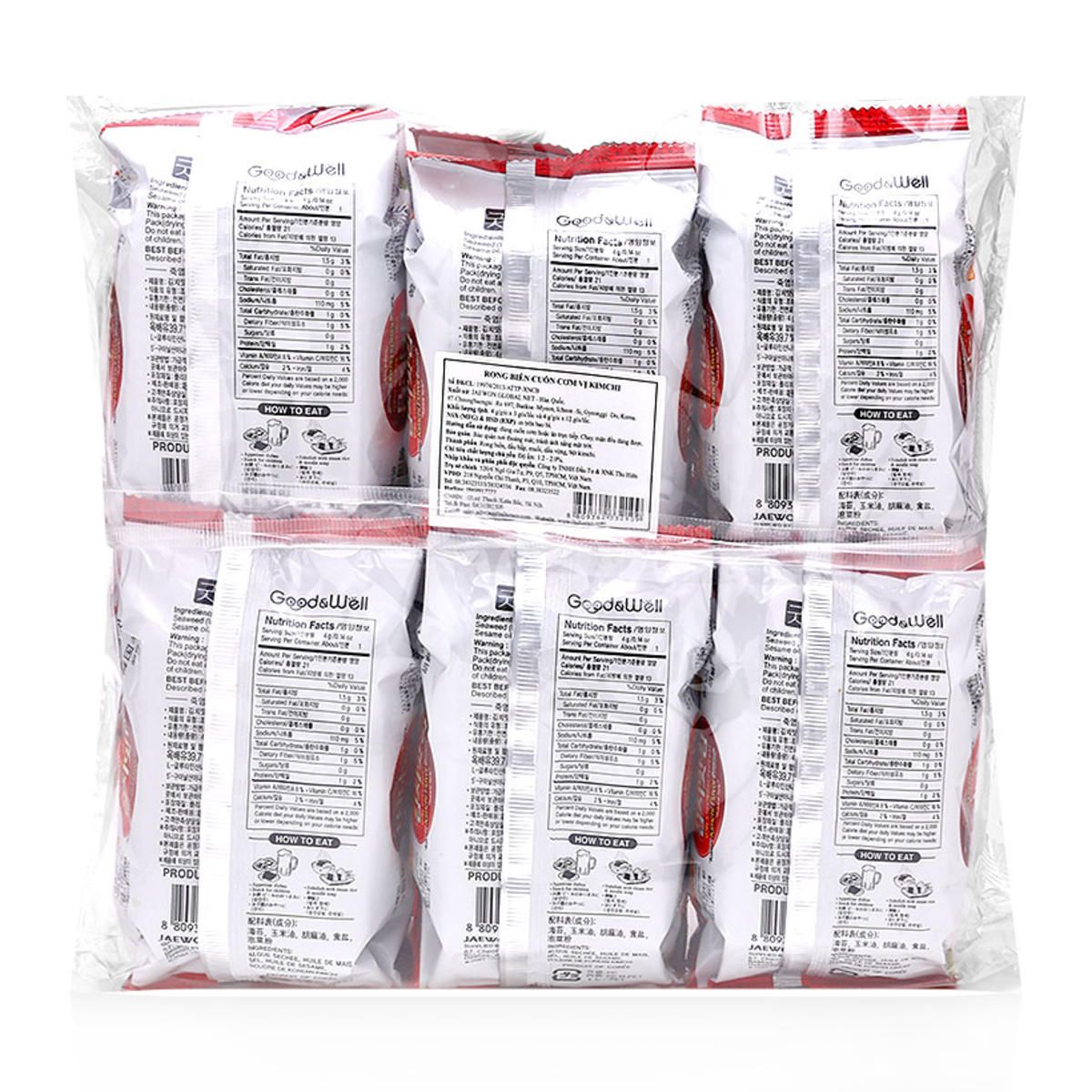 Rong Biển Cuộn Cơm Vị Kim Chi Good & Well lốc 12 gói x 4g