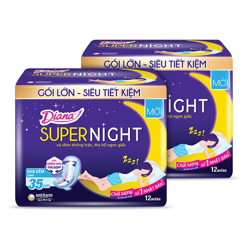 Lô 2 Băng Vệ Sinh Ban Đêm Diana Super Night 35cm 3 Miếng