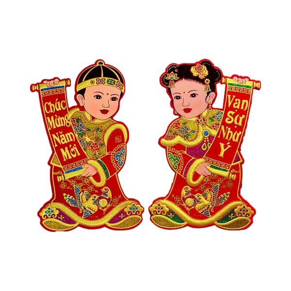 Giấy Dán Kim Đồng Ngọc Nữ Chúc Tết Size L 50cm
