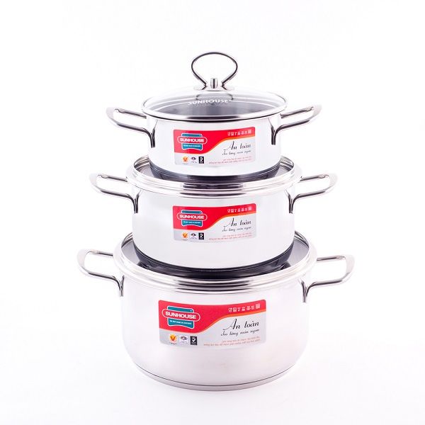 Bộ Nồi Inox 3 Đáy Sunhouse Sh888
