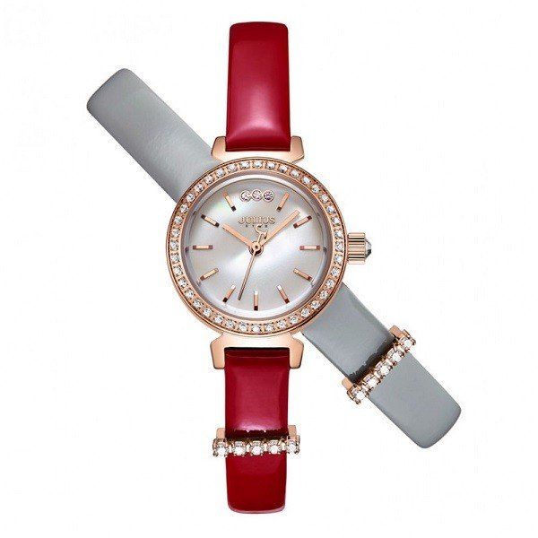 Đồng Hồ Nữ Màu Đỏ Julius Star JS-012A Kèm Dây Xám