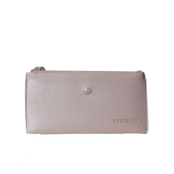 Ví Dẹp 1 Ngăn Nút Bấm Màu Kem Da Rắn Verchini VFV02 (Store 1001)