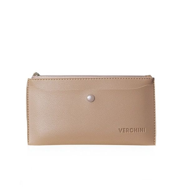 Ví Dẹp 1 Ngăn Nút Bấm Màu Kem Gân Verchini VFV02 (Store 1001)
