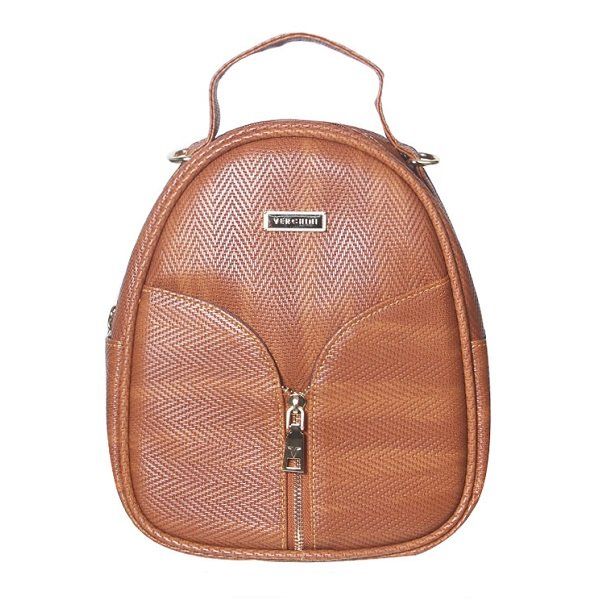 Balo Dây Kéo Chữ V Mini Verchini Màu Nâu BFV05