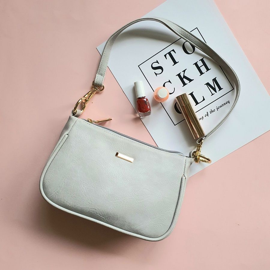 Túi Viền Nổi Khoen Tròn 2 Tai Màu Xám Xi Măng Verchini TFV04 (Store 1001)