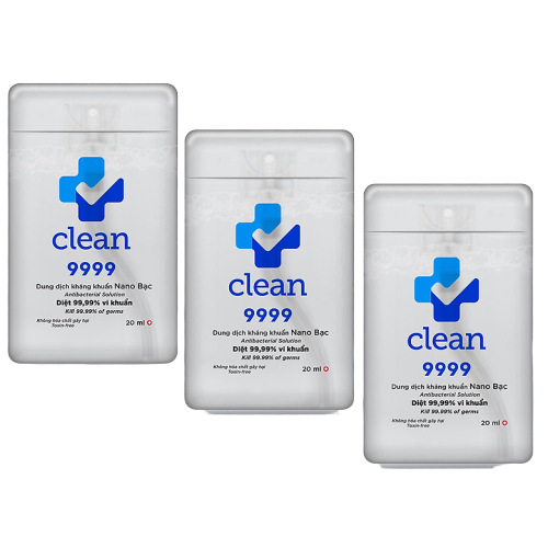 Combo 3 Chai Nano Bạc Vệ Sinh Đa Năng Clean9999 20ml