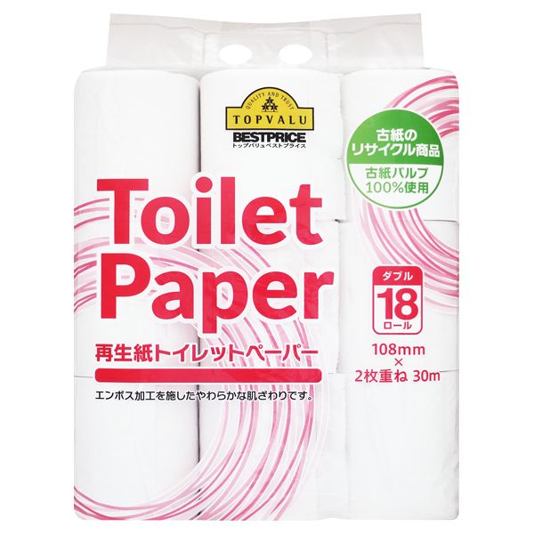 Giấy Vệ Sinh Topvalu 2 Lớp Có Lõi - Cuộn 30m x 18 Cuộn