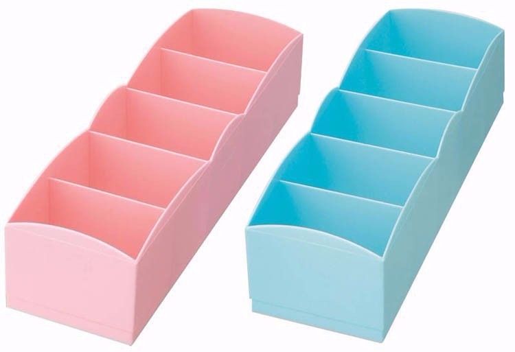 Hộp Đựng Tất, Đồ Lót 5 Ngăn Màu Hồng Konbini