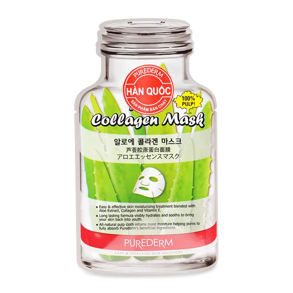 Mặt Nạ Collagen Nha Đam Hình Chai Purederm 18g
