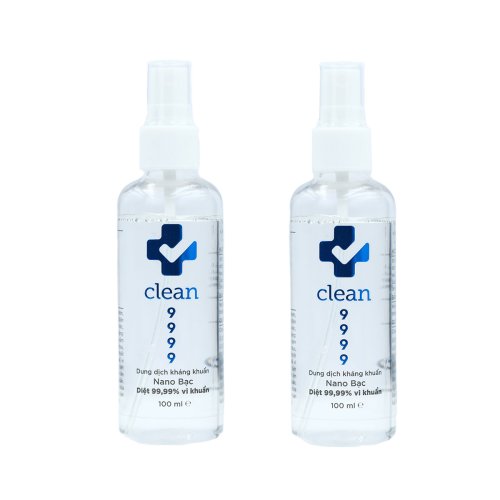 Combo 2 Chai Nano Bạc Vệ Sinh Đa Năng Clean9999 100ml