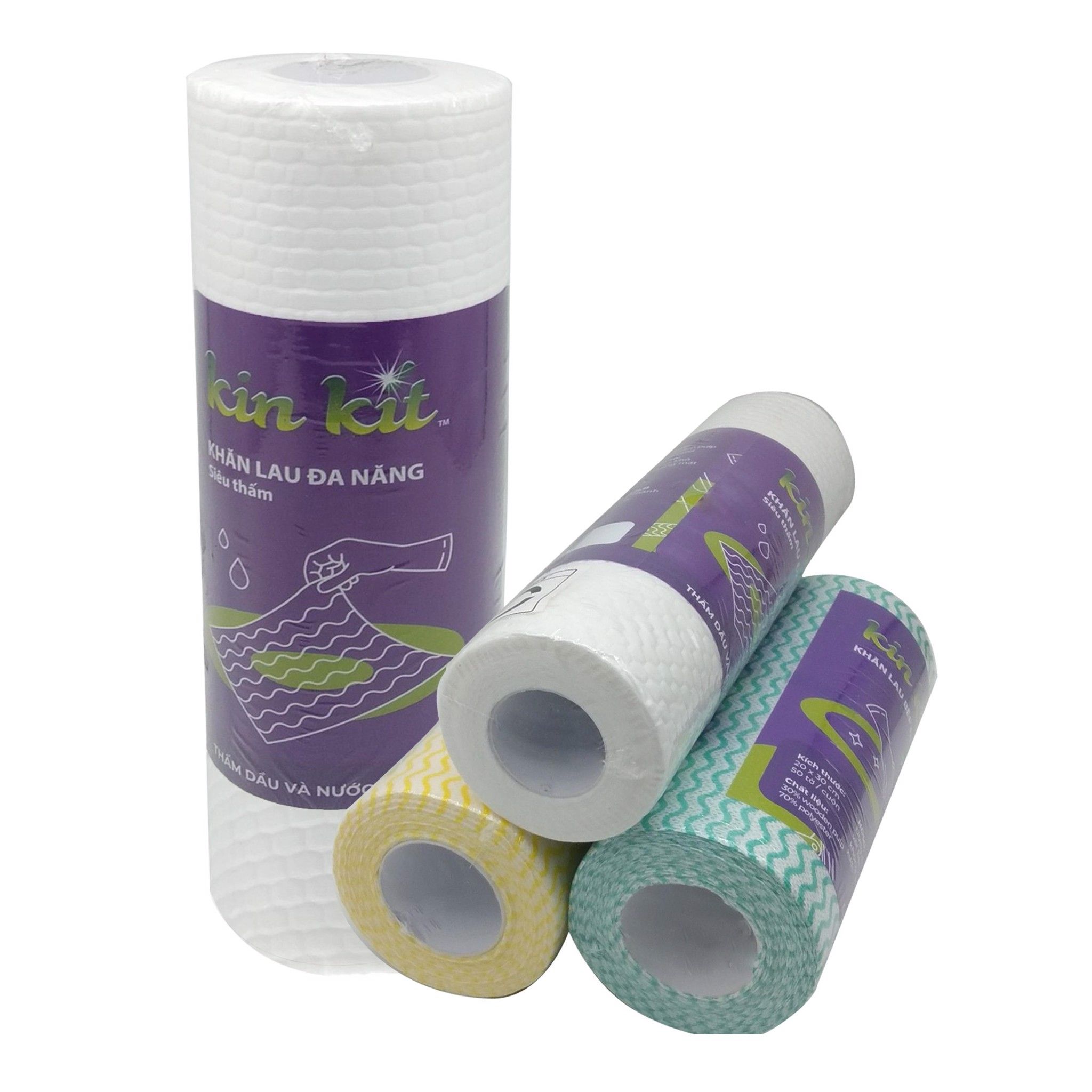Cuộn Khăn Lau Đa Năng Siêu Thấm Kinkít 25x25cm