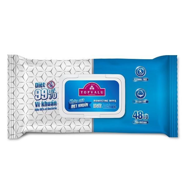 Khăn Ướt Diệt Khuẩn Topvalu 48 Tờ