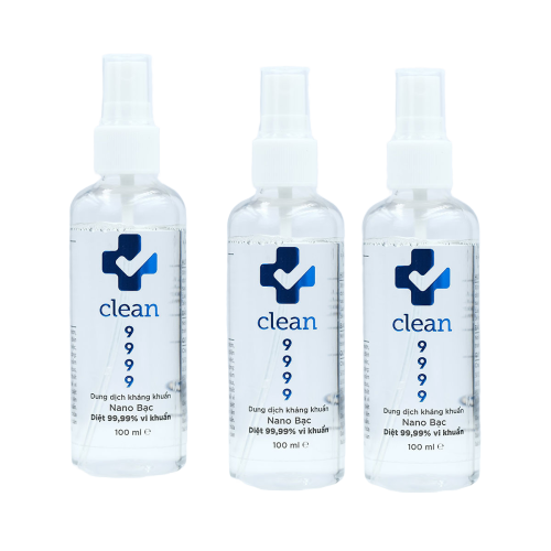 Combo 3 Chai Nano Bạc Vệ Sinh Đa Năng Clean9999 100ml