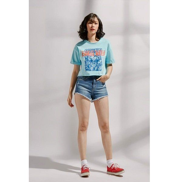 Áo Croptop In Chũ Xanh Couple TX 4074